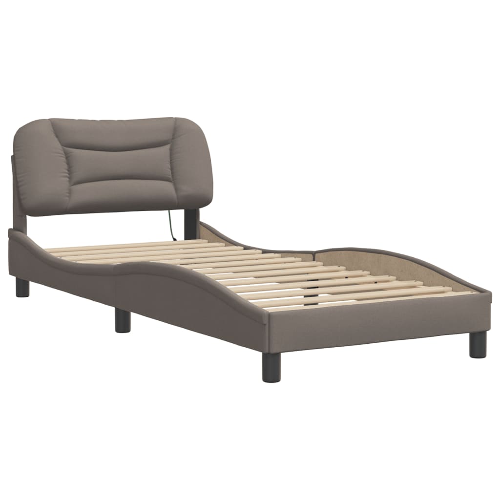 vidaXL Rama łóżka z LED bez materaca Hvar Taupe 80x200 cm Tkanina