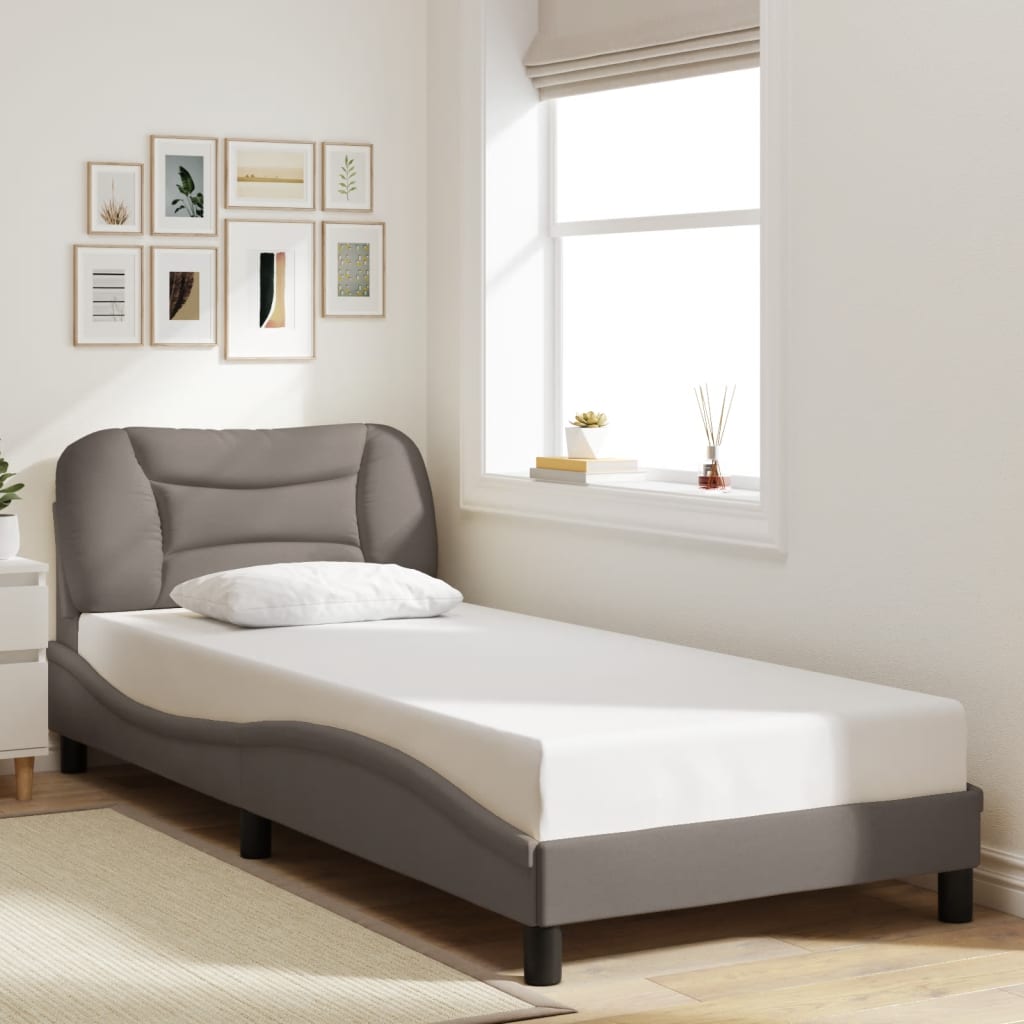 vidaXL Rama łóżka z LED bez materaca Hvar Taupe 80x200 cm Tkanina