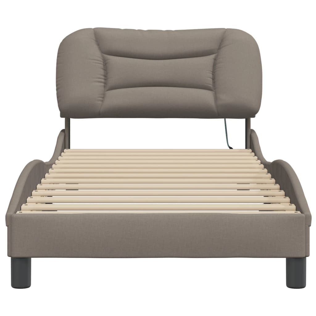 vidaXL Rama łóżka z LED bez materaca Hvar Taupe 80x200 cm Tkanina