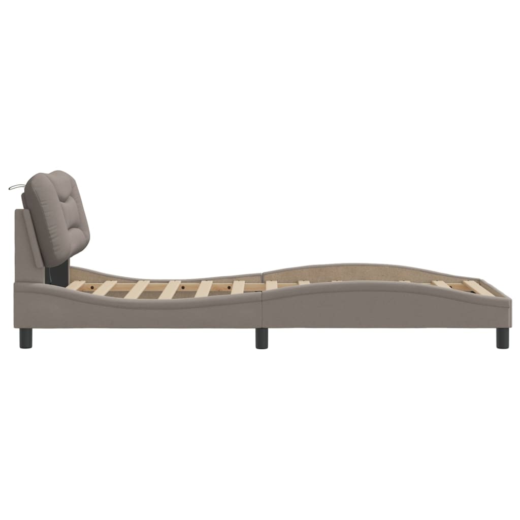vidaXL Rama łóżka z LED bez materaca Hvar Taupe 80x200 cm Tkanina