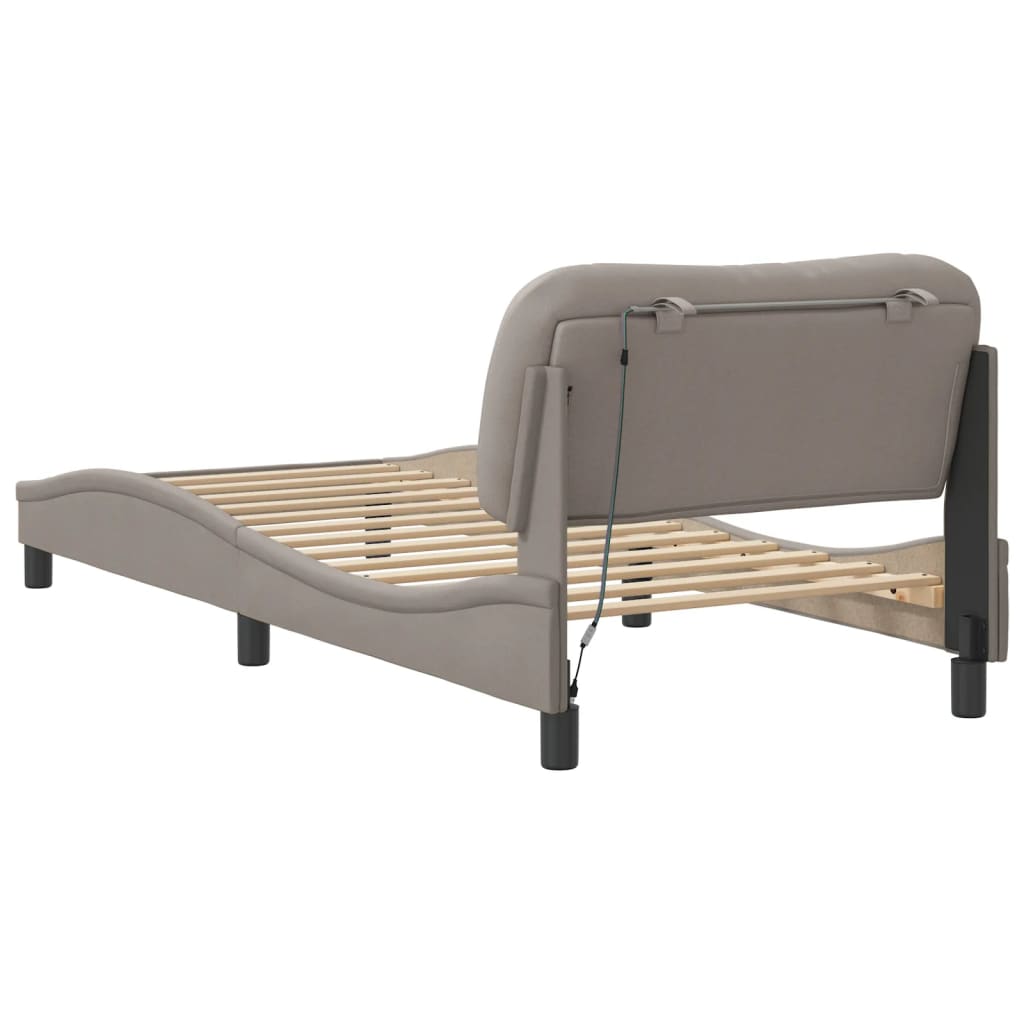 vidaXL Rama łóżka z LED bez materaca Hvar Taupe 80x200 cm Tkanina