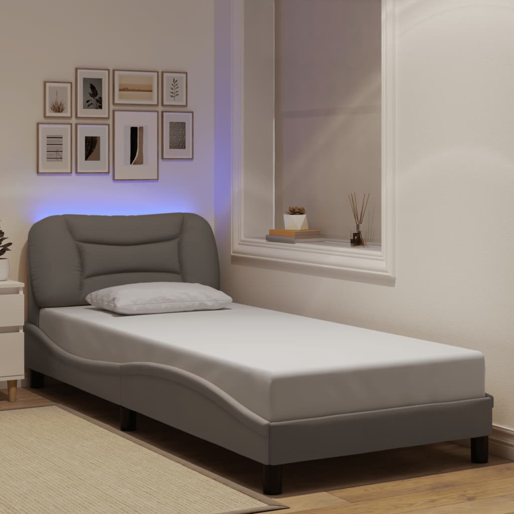 vidaXL Rama łóżka z LED bez materaca Hvar Taupe 80x200 cm Tkanina