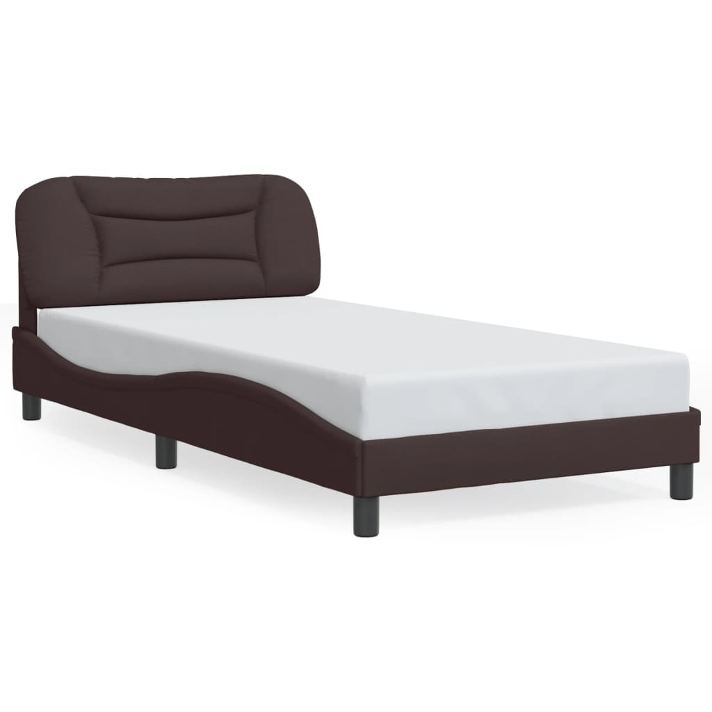 vidaXL Rama łóżka z LED bez materaca Hvar Ciemny brąz 100x200 cm Tkanina