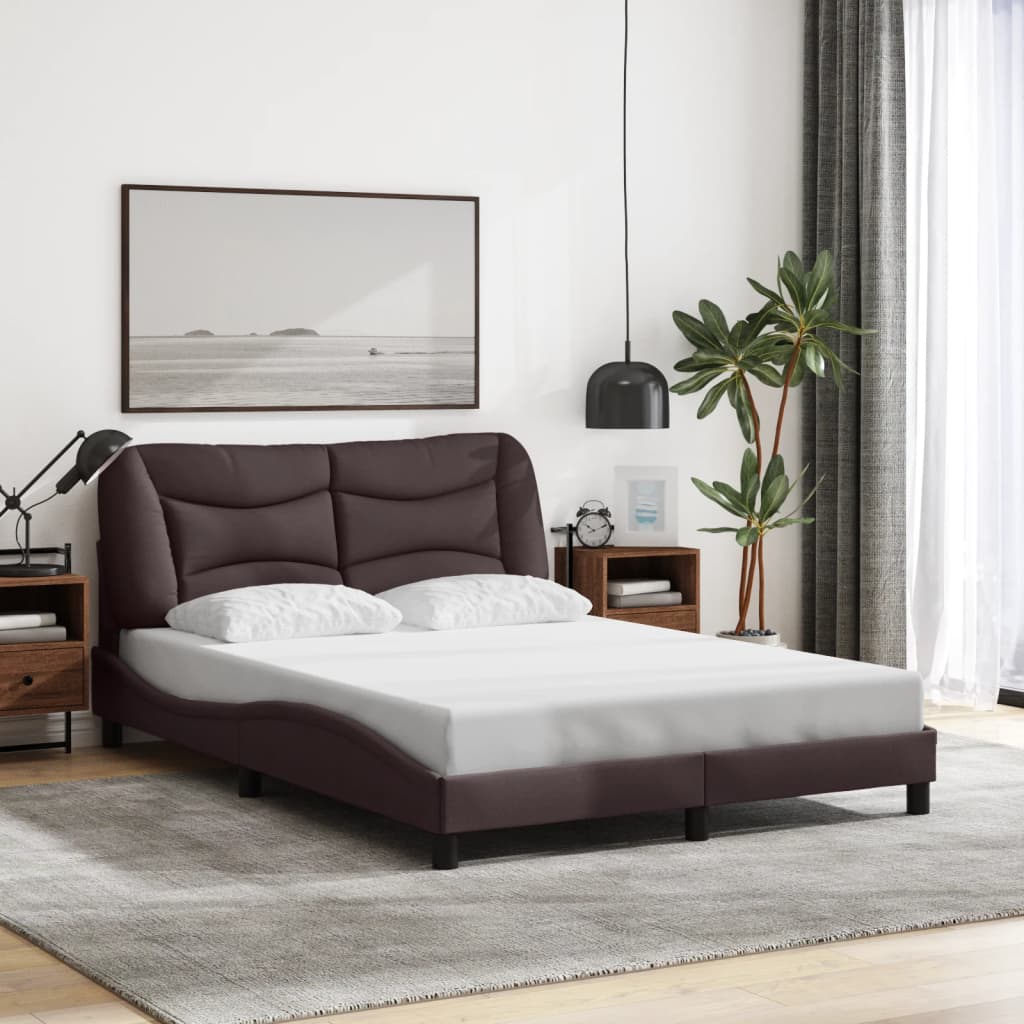 vidaXL Rama łóżka z LED bez materaca Hvar Ciemny brąz 120x200 cm Tkanina