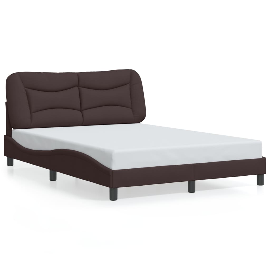vidaXL Rama łóżka z LED bez materaca Hvar Ciemny brąz 120x200 cm Tkanina