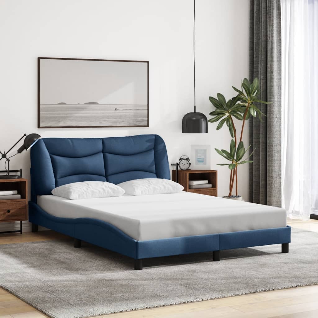 vidaXL Rama łóżka z LED bez materaca Hvar Niebieski 120x200 cm Tkanina