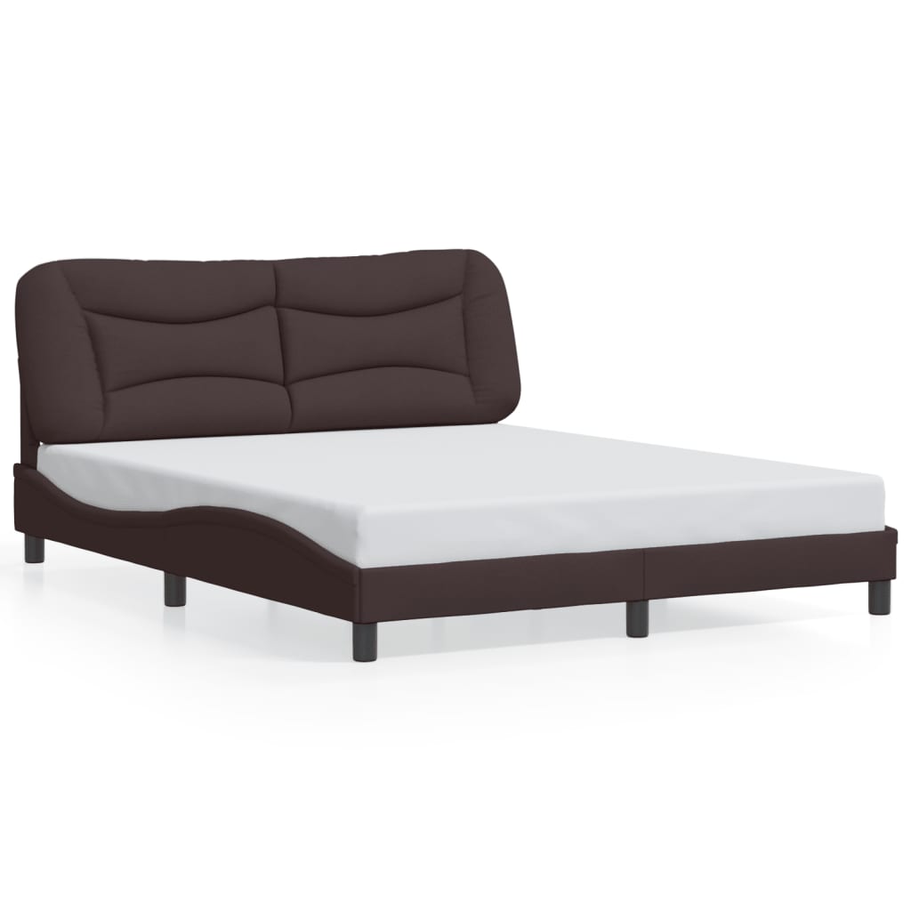 vidaXL Rama łóżka z LED bez materaca Hvar Ciemny brąz 160x200 cm Tkanina