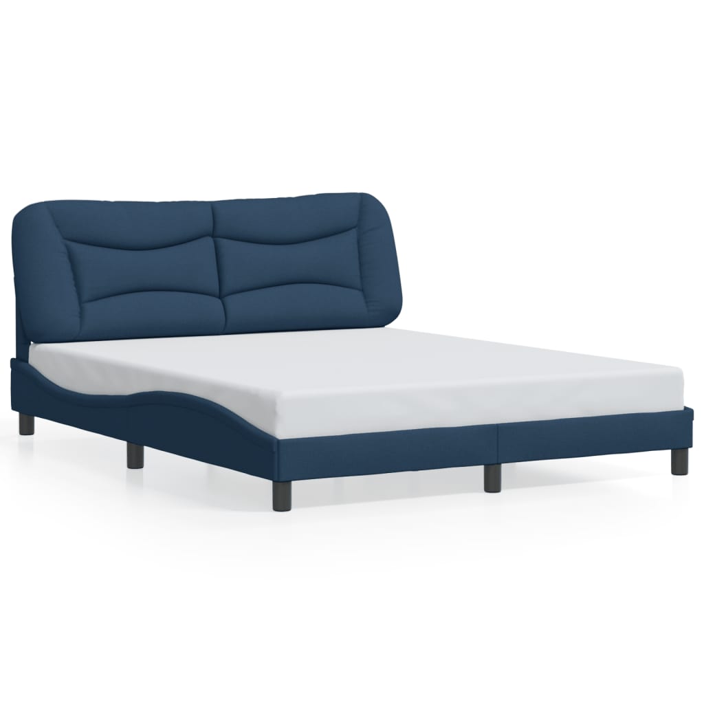 vidaXL Rama łóżka z LED bez materaca Hvar Niebieski 160x200 cm Tkanina