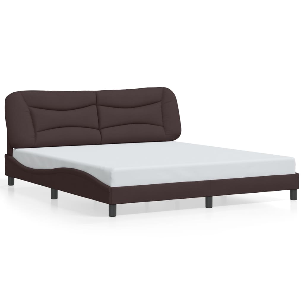 vidaXL Rama łóżka z LED bez materaca Hvar Ciemny brąz 180x200 cm Tkanina