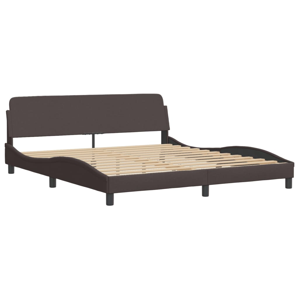 vidaXL Rama łóżka z LED bez materaca Hvar Ciemny brąz 180x200 cm Tkanina