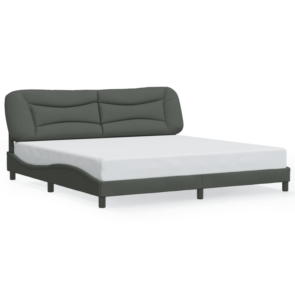 vidaXL Rama łóżka z LED bez materaca Hvar Ciemnoszara 200x200 cm Tkanina