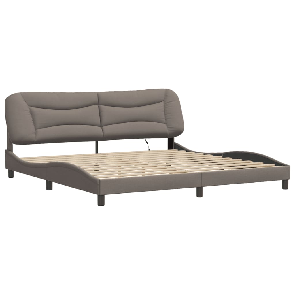 vidaXL Rama łóżka z LED bez materaca Hvar Taupe 200x200 cm Tkanina