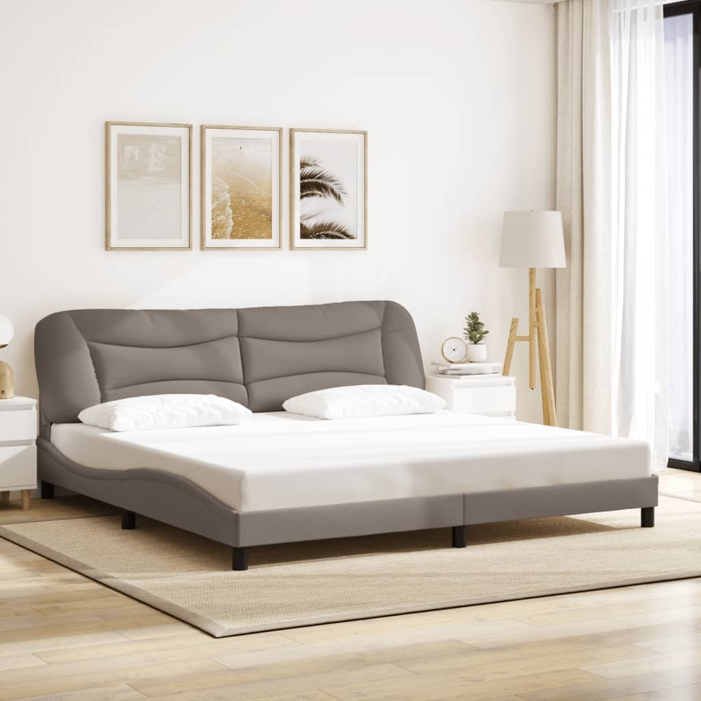 vidaXL Rama łóżka z LED bez materaca Hvar Taupe 200x200 cm Tkanina