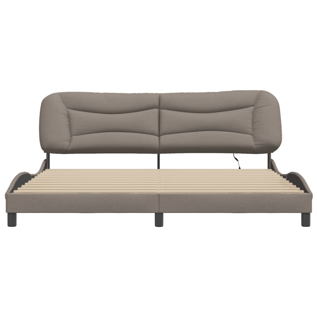 vidaXL Rama łóżka z LED bez materaca Hvar Taupe 200x200 cm Tkanina
