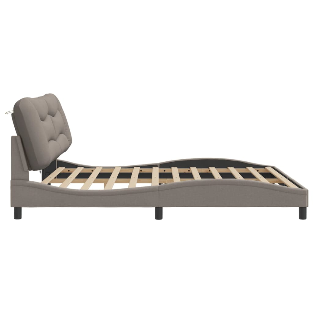 vidaXL Rama łóżka z LED bez materaca Hvar Taupe 200x200 cm Tkanina
