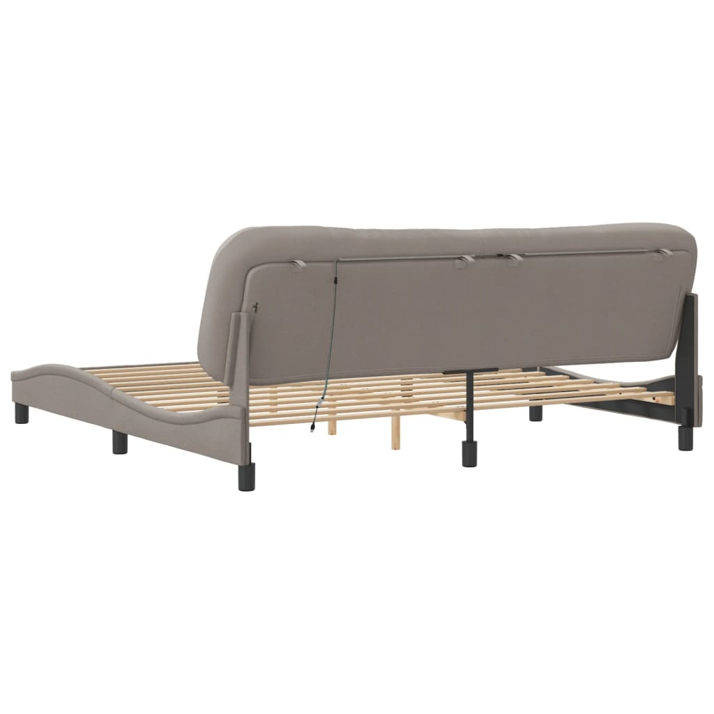 vidaXL Rama łóżka z LED bez materaca Hvar Taupe 200x200 cm Tkanina