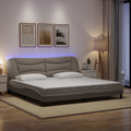 vidaXL Rama łóżka z LED bez materaca Hvar Taupe 200x200 cm Tkanina