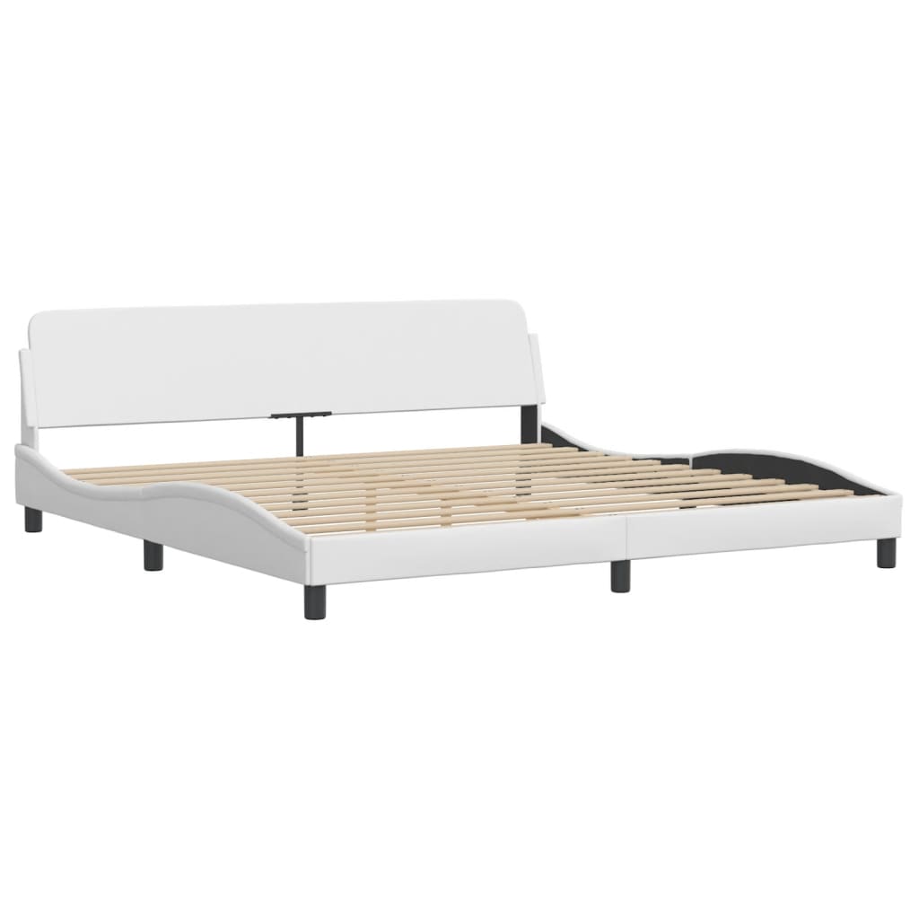 vidaXL Rama łóżka z LED bez materaca, Hvar, biała, 200x200 cm