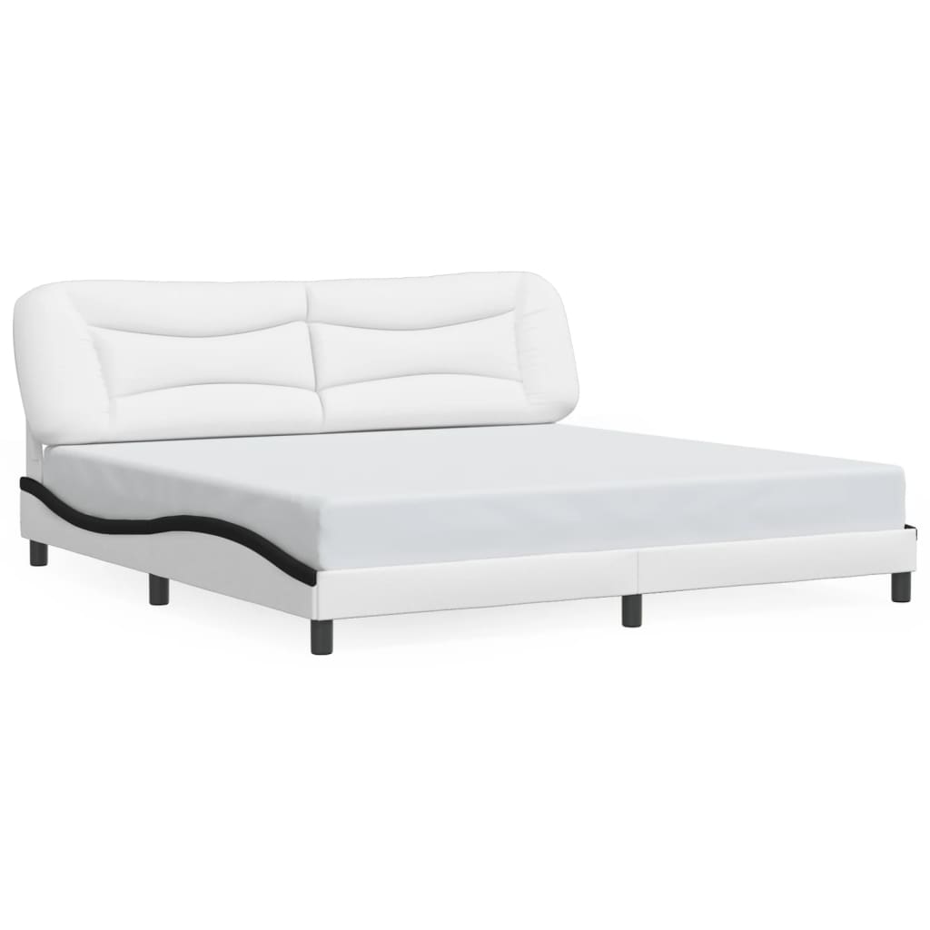 vidaXL Rama łóżka z LED bez materaca, Hvar, biało-czarna, 200x200 cm