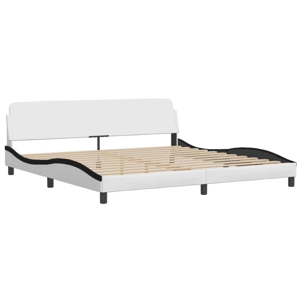 vidaXL Rama łóżka z LED bez materaca, Hvar, biało-czarna, 200x200 cm