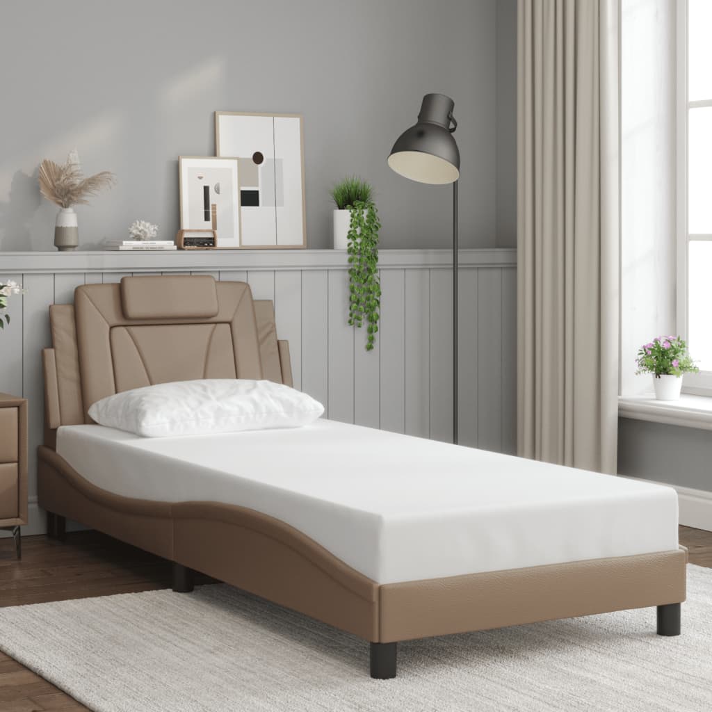 vidaXL Rama łóżka, Viana, z LED bez materaca, cappuccino, 90x200 cm