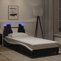 vidaXL Rama łóżka, Viana, z LED bez materaca, czarno-biała, 90x200 cm
