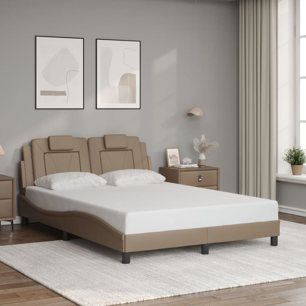 vidaXL Rama łóżka, Viana, z LED bez materaca, kolor cappuccino, 140x190 cm