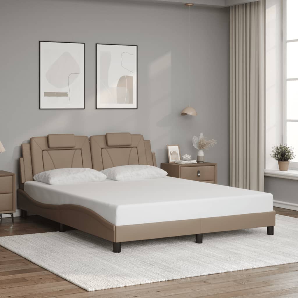 vidaXL Rama łóżka, Viana, z LED bez materaca, kolor cappuccino, 160x200 cm