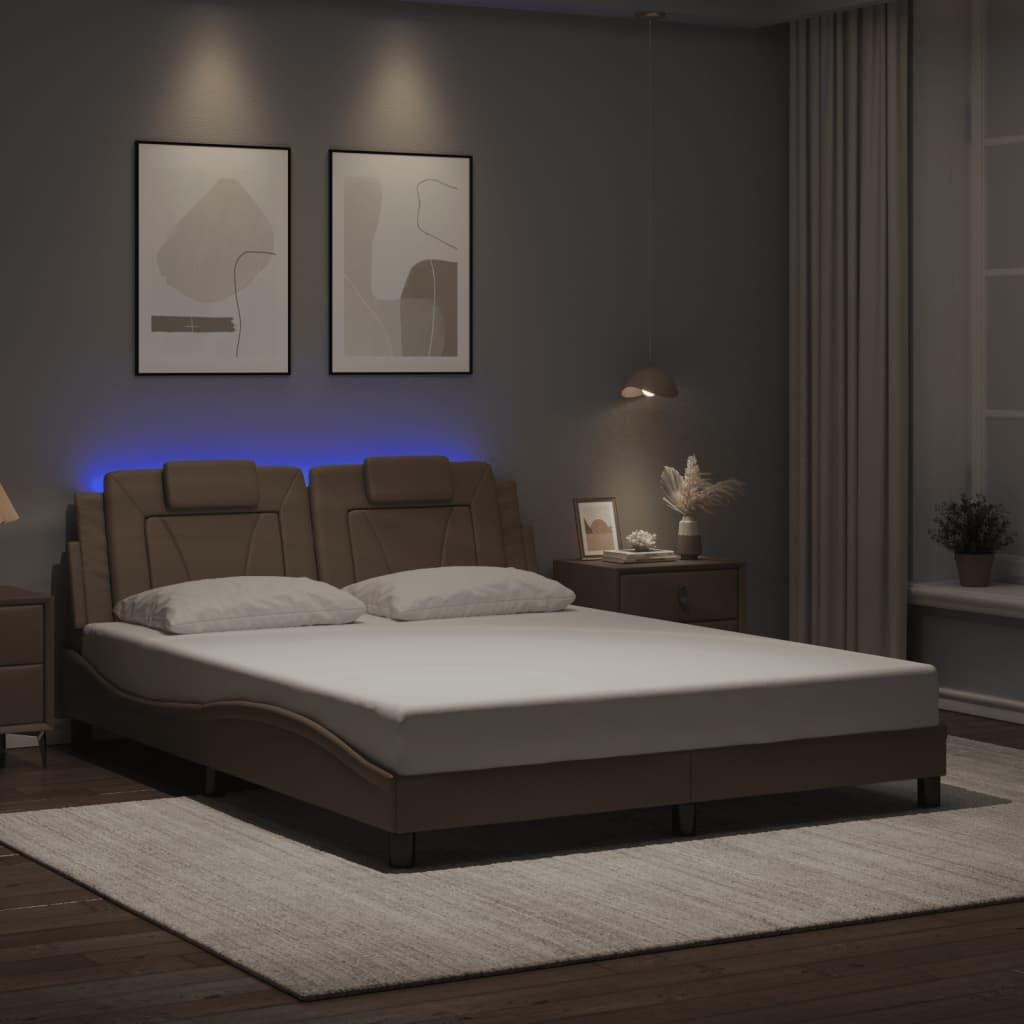 vidaXL Rama łóżka, Viana, z LED bez materaca, kolor cappuccino, 160x200 cm