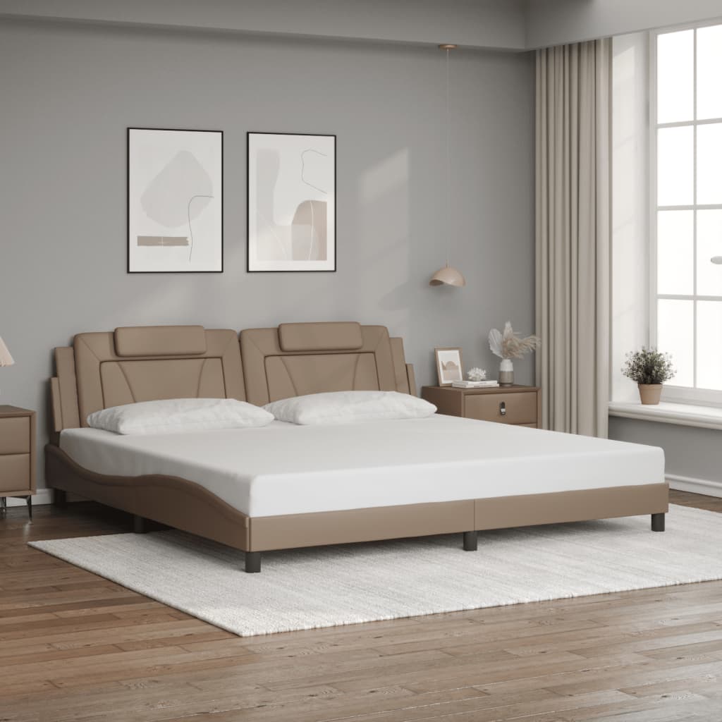vidaXL Rama łóżka, Viana, z LED bez materaca, cappuccino, 200x200 cm