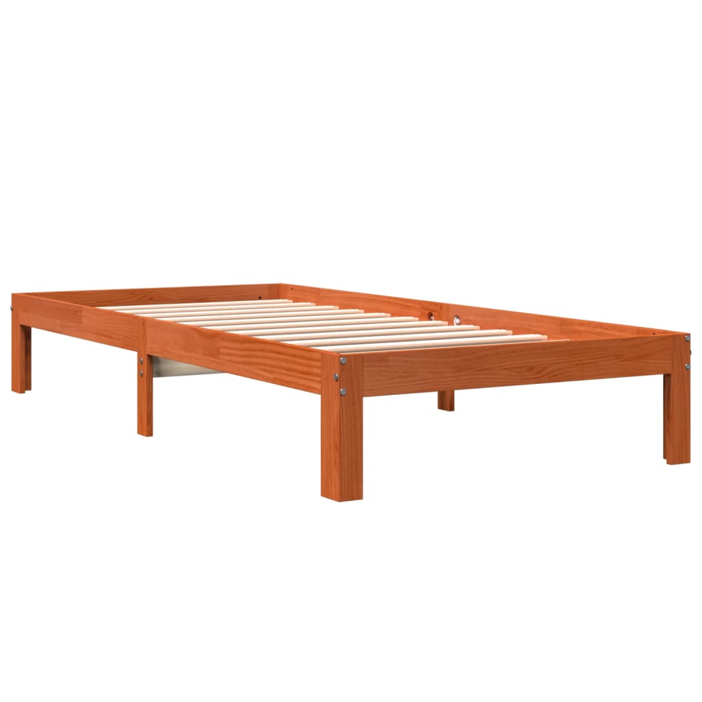 vidaXL Rama łóżka bez materaca, woskowy brąz, 75x190 cm, sosnowa