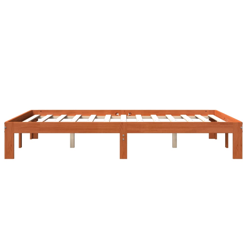 vidaXL Rama łóżka bez materaca, woskowy brąz, 135x190 cm, lita sosna