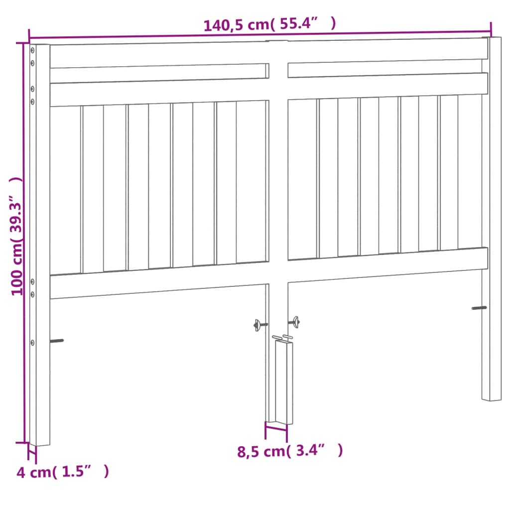 vidaXL Wezgłowie do łóżka, woskowy brąz, 135 cm, lite drewno sosnowe