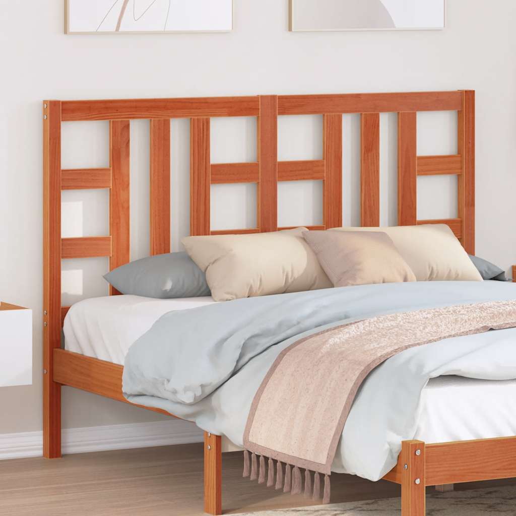 vidaXL Wezgłowie do łóżka, woskowy brąz, 135 cm, lite drewno sosnowe