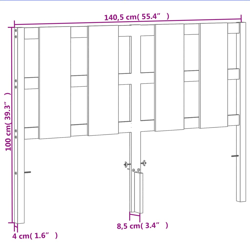 vidaXL Wezgłowie do łóżka, woskowy brąz, 135 cm, lite drewno sosnowe
