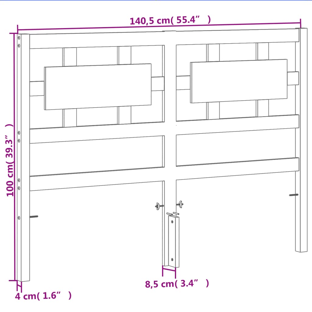 vidaXL Wezgłowie do łóżka, woskowy brąz, 135 cm, lite drewno sosnowe