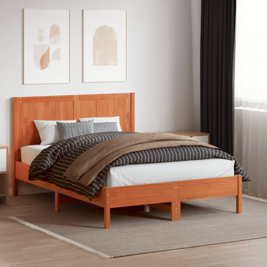 vidaXL Wezgłowie do łóżka, woskowy brąz, 150 cm, lite drewno sosnowe