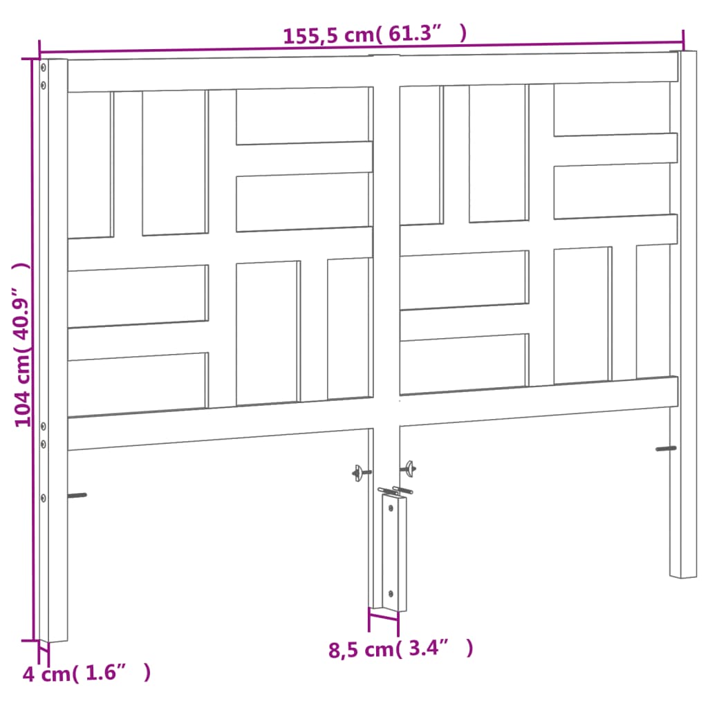 vidaXL Wezgłowie do łóżka, woskowy brąz, 150 cm, lite drewno sosnowe