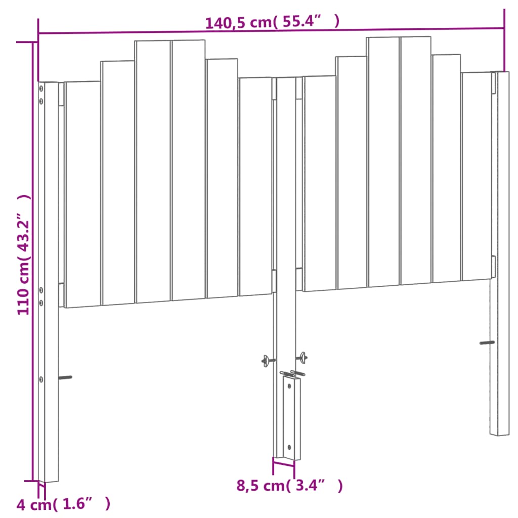 vidaXL Wezgłowie do łóżka, woskowy brąz, 135 cm, lite drewno sosnowe