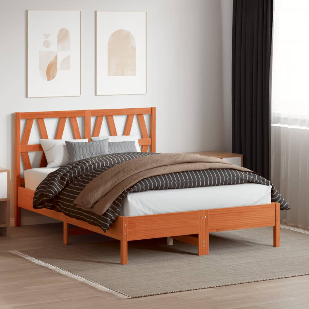 vidaXL Wezgłowie do łóżka, woskowy brąz, 160 cm, lite drewno sosnowe