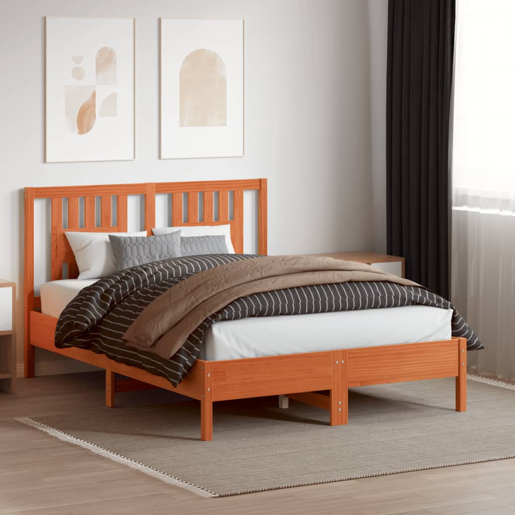 vidaXL Wezgłowie do łóżka, woskowy brąz, 140 cm, lite drewno sosnowe