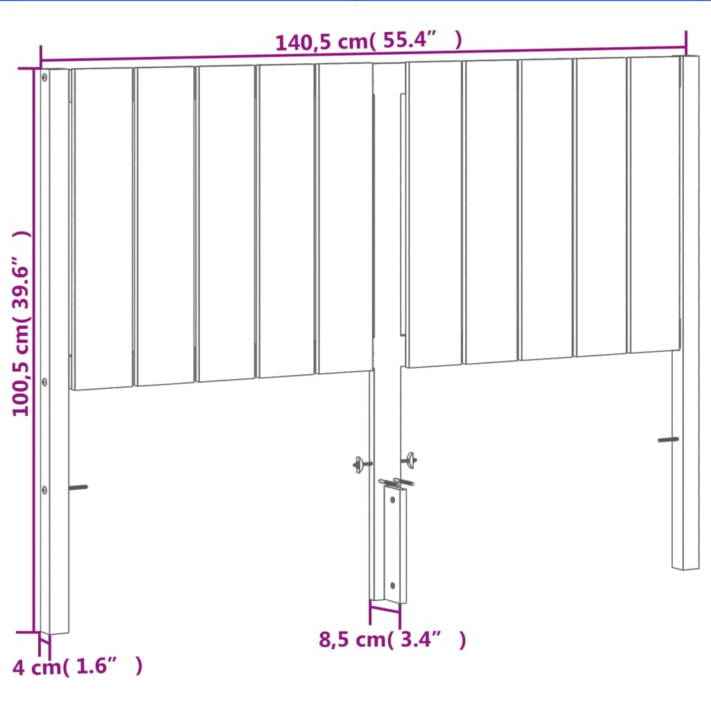 vidaXL Wezgłowie do łóżka, woskowy brąz, 135 cm, lite drewno sosnowe
