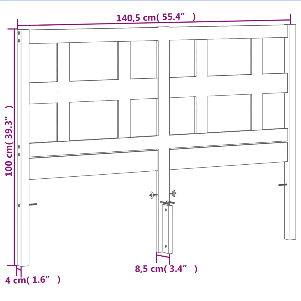 vidaXL Wezgłowie do łóżka, woskowy brąz, 135 cm, lite drewno sosnowe