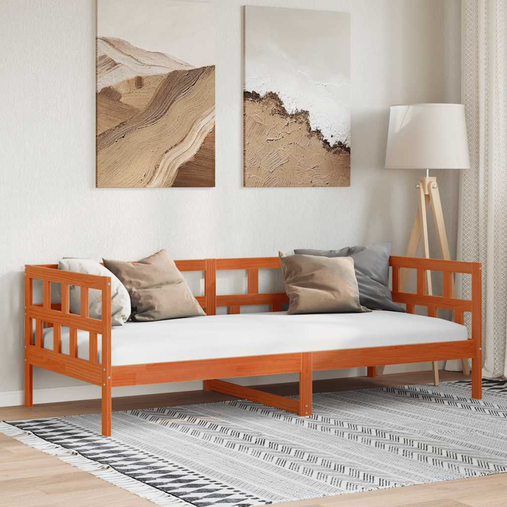 vidaXL Łóżko dzienne bez materaca, woskowy brąz, 80x200 cm, sosnowe