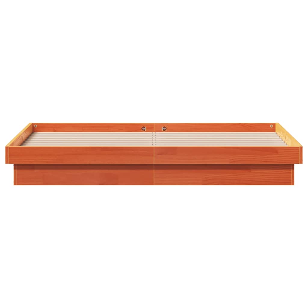 vidaXL Rama łóżka z LED, woskowy brąz, 150x200 cm, lite drewno sosnowe