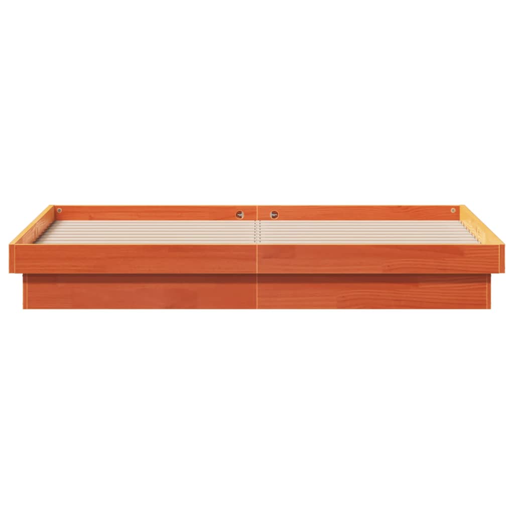 vidaXL Rama łóżka z LED, woskowy brąz, 160x200 cm, lite drewno sosnowe