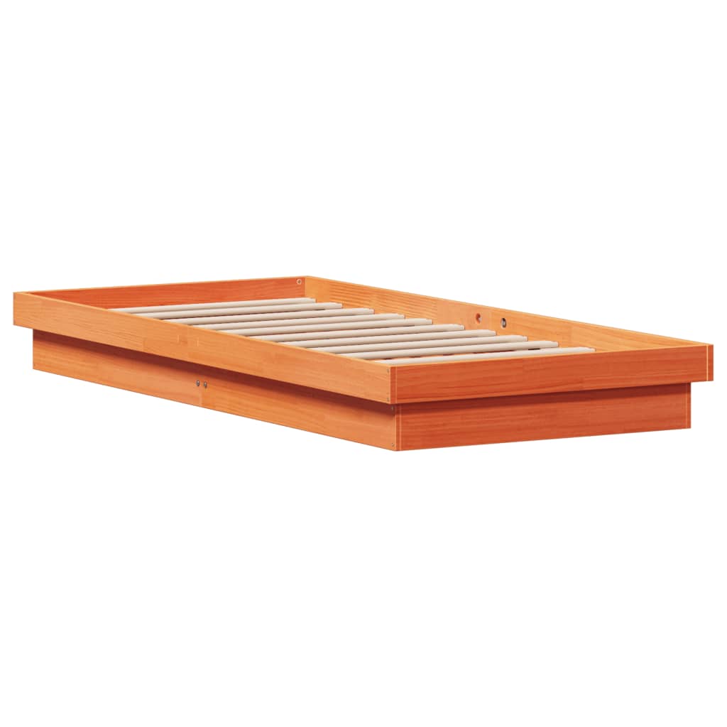 vidaXL Rama łóżka z LED, woskowy brąz, 90x190 cm, lite drewno sosnowe