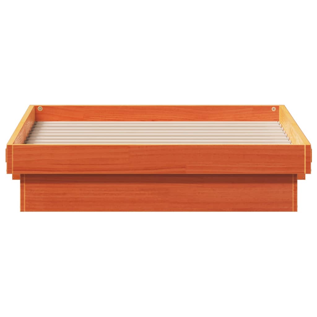 vidaXL Rama łóżka z LED, woskowy brąz, 90x190 cm, lite drewno sosnowe