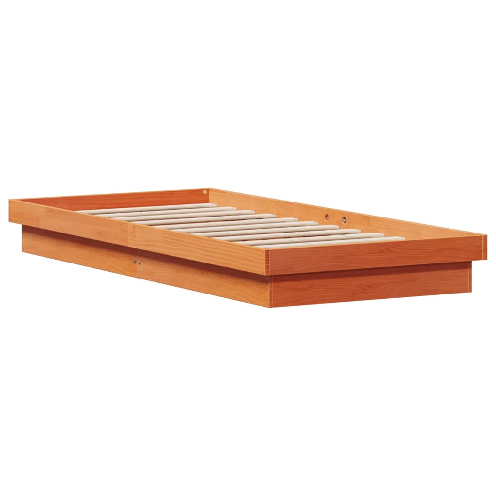 vidaXL Rama łóżka z LED, woskowy brąz, 90x190 cm, lite drewno sosnowe