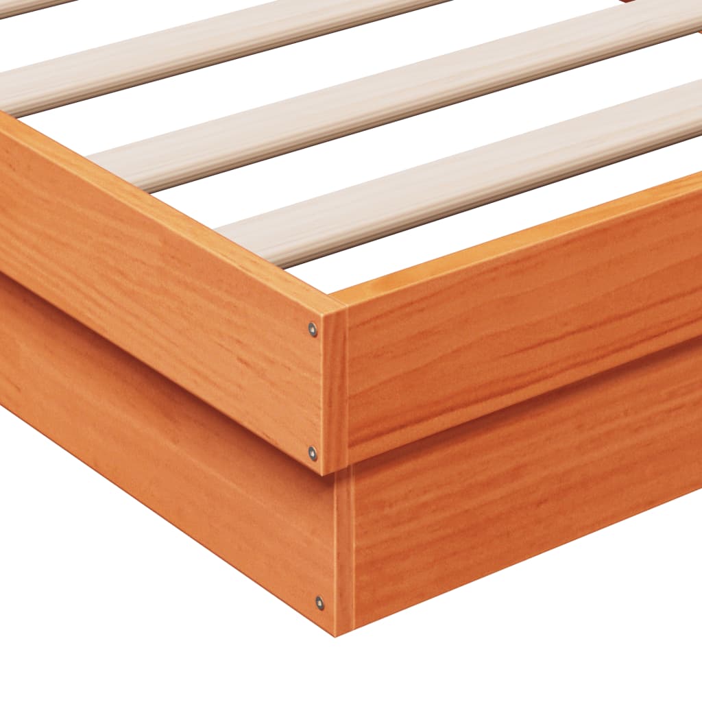 vidaXL Rama łóżka z LED, woskowy brąz, 90x190 cm, lite drewno sosnowe